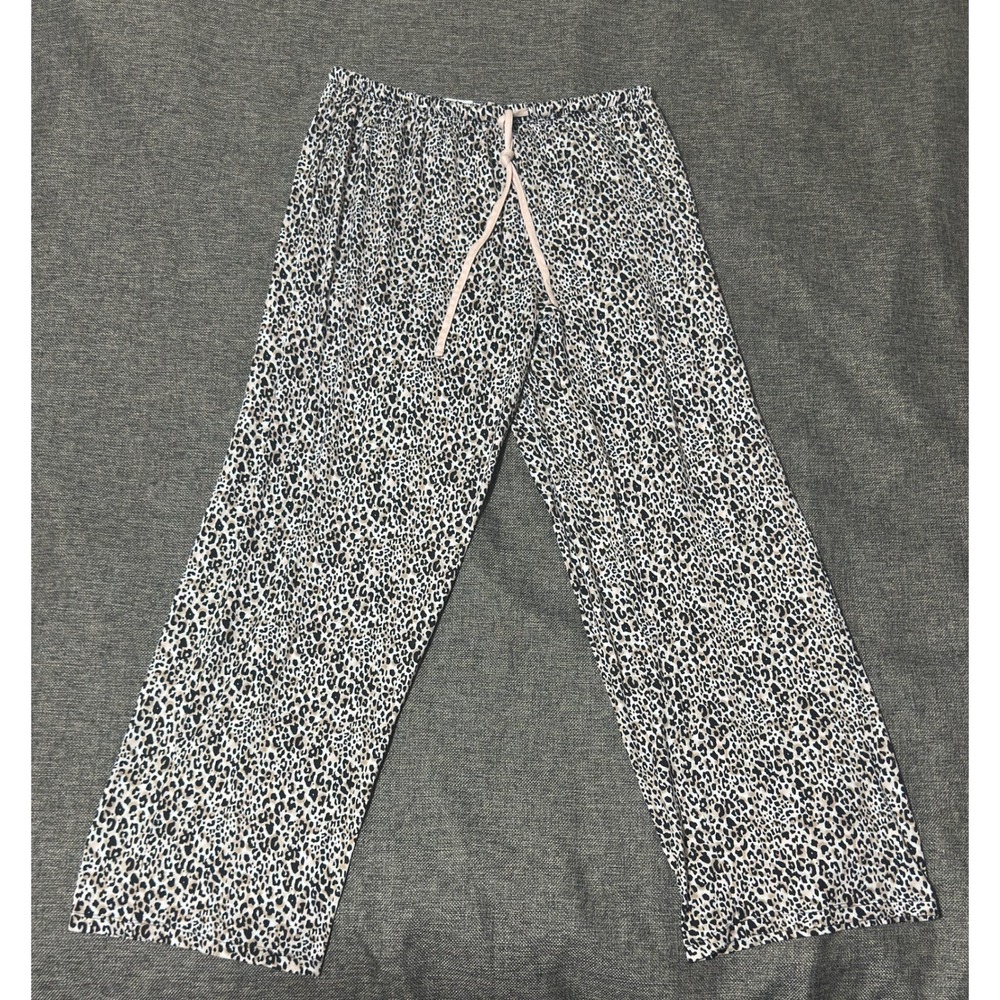 Seventh Avenue Womens 1X Pajama Pants Leopard Print Drawstring Elastic Waist